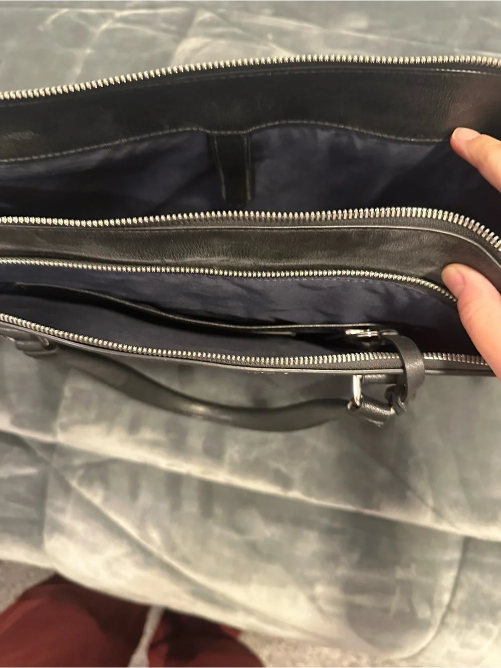 Tumi Black Leather Laptop Brief with Removable Strap